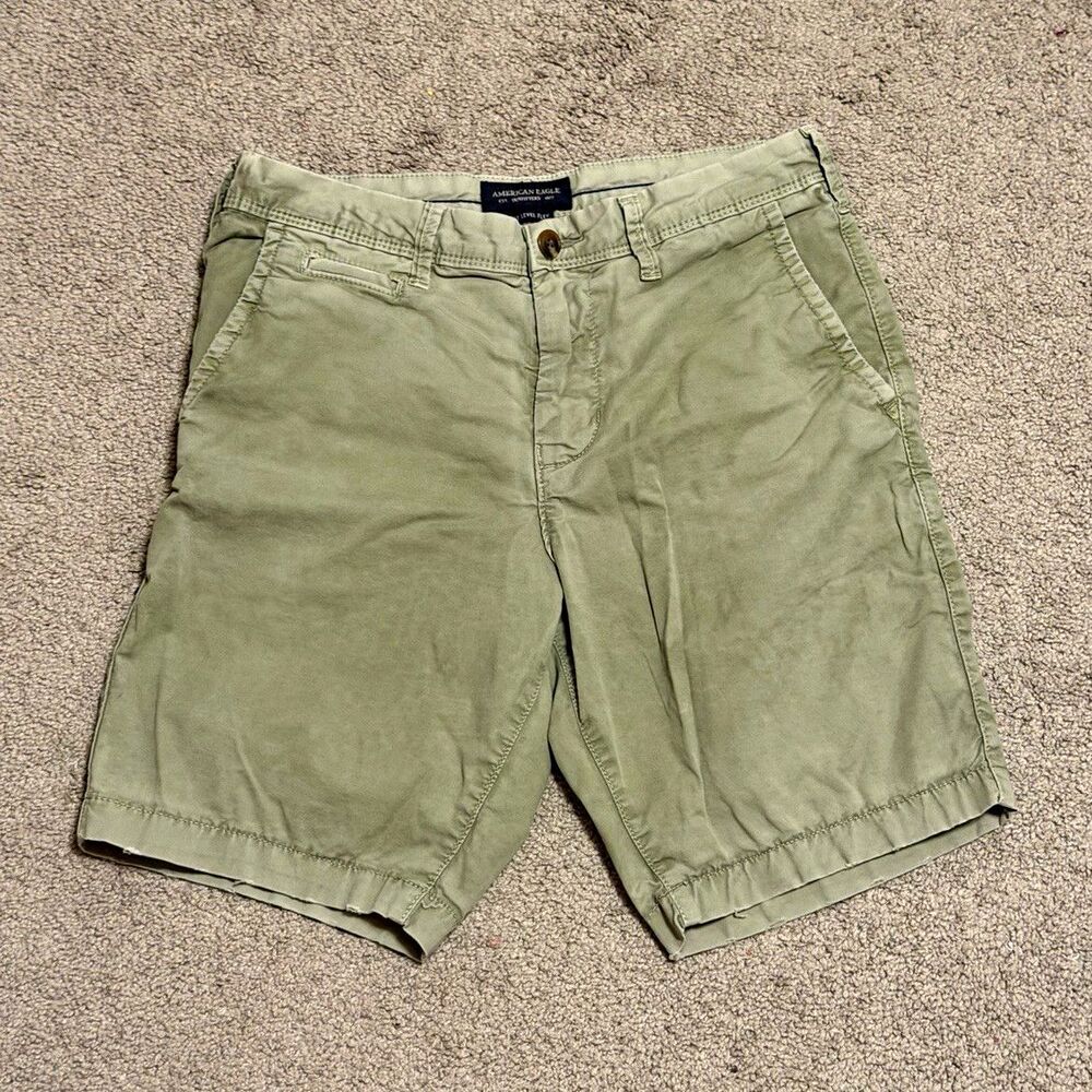 American Eagle Outfitters Next Level Flex Slim Green Chino Shorts Stretch Men